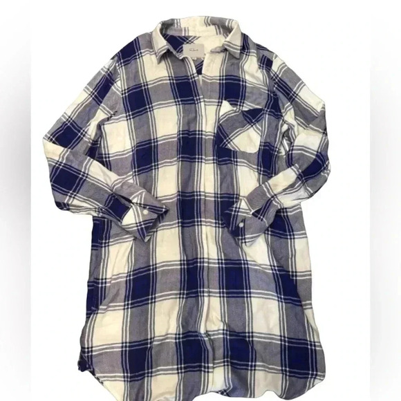 Like New Sawyer button shirtdress from Rails, Size Medium, Cobalt White Plaid - Picture 1 of 10